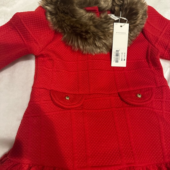 FAUX FUR COLLAR JACQUARD DRESS - Picture 5 of 8